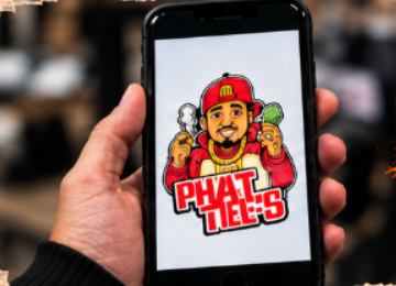 Phone displaying the exact Phat Tees artwork submitted for the custom hat